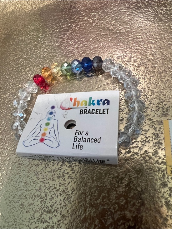 Chakra For Balanced Life Bracket Jewelry - #2044*Chakra Beaded Bracelet - Clear Crystal with Rainbow Accent
